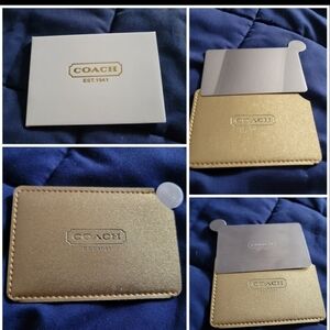 NIB Coach Metallic Gold Case With Stainless Steel Pocker Mirror BOXED